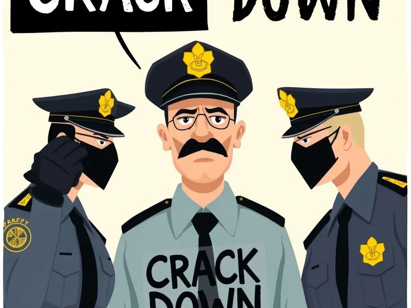 Image showing authority figures or rules being enforced, illustrating the concept of "crack down"