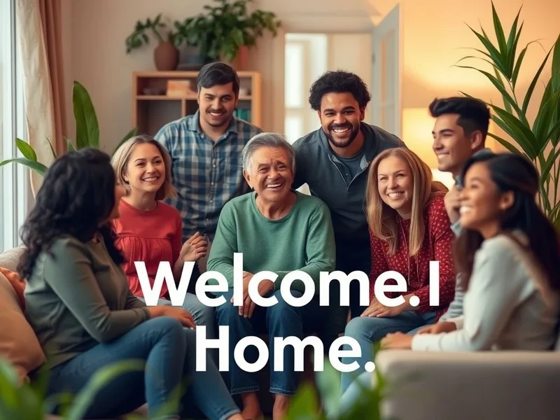 Illustration showing people visiting, illustrating the phrasal verb Come over