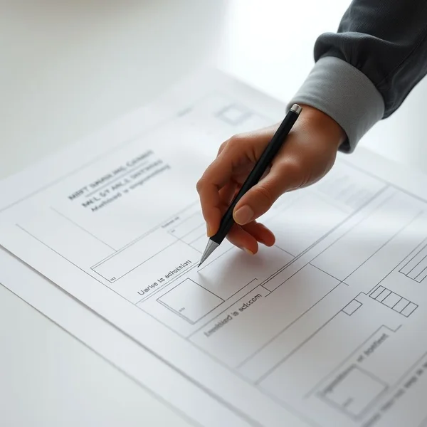 Image showing someone carefully preparing a document, illustrating the phrasal verb 'draw up'