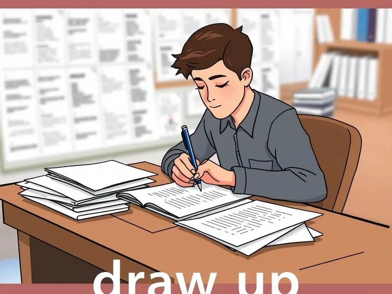 Image showing someone carefully preparing a document, illustrating the phrasal verb 'draw up'