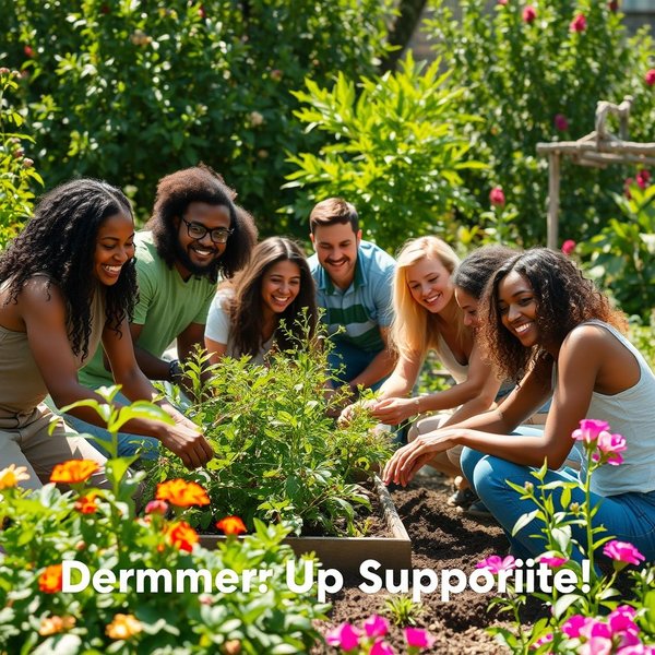 People working together to drum up support for a community garden