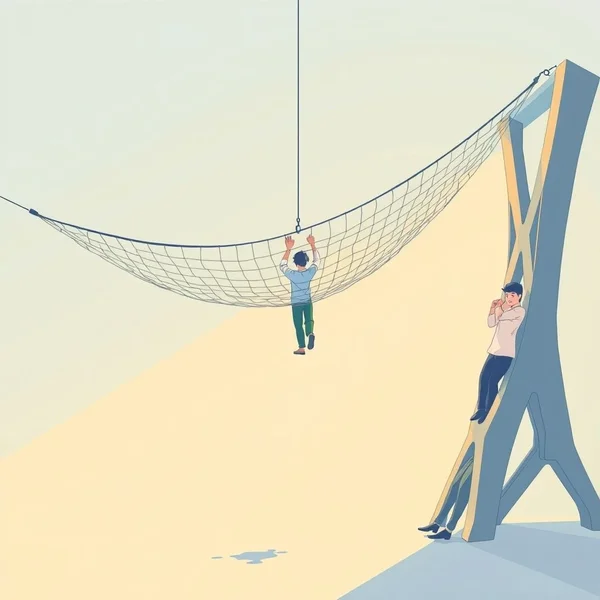 Image of a safety net or backup plan, illustrating the concept of "Fall back on"