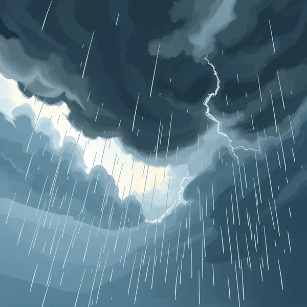 Illustration showing rain lessening, or someone relaxing, demonstrating the concept of 'Ease Off'