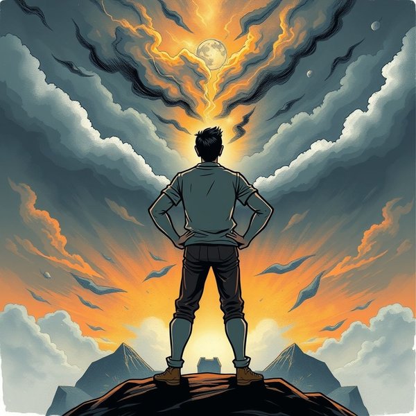 Image showing someone thoughtfully considering a challenge, illustrating the concept of "face up to"