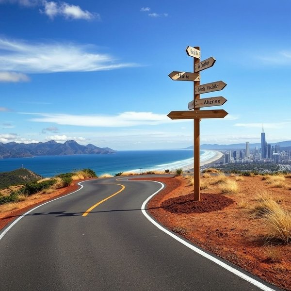 Image showing a winding path leading to an unexpected destination, illustrating the concept of "end up"