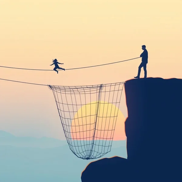 Image of a safety net or backup plan, illustrating the concept of "Fall back on"
