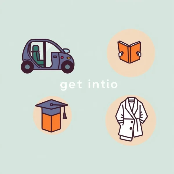 Imagem ilustrando os vários significados do phrasal verb 'get into'