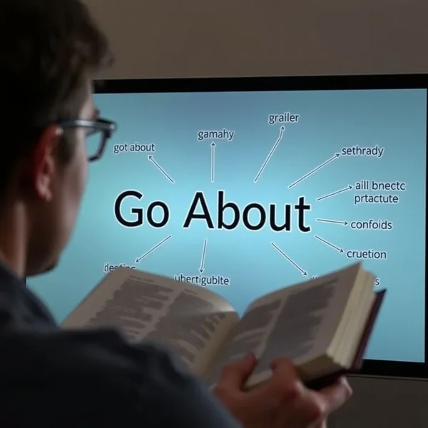 Image of someone thoughtfully planning, with the caption: How to go about learning English phrasal verbs like 'go about'.