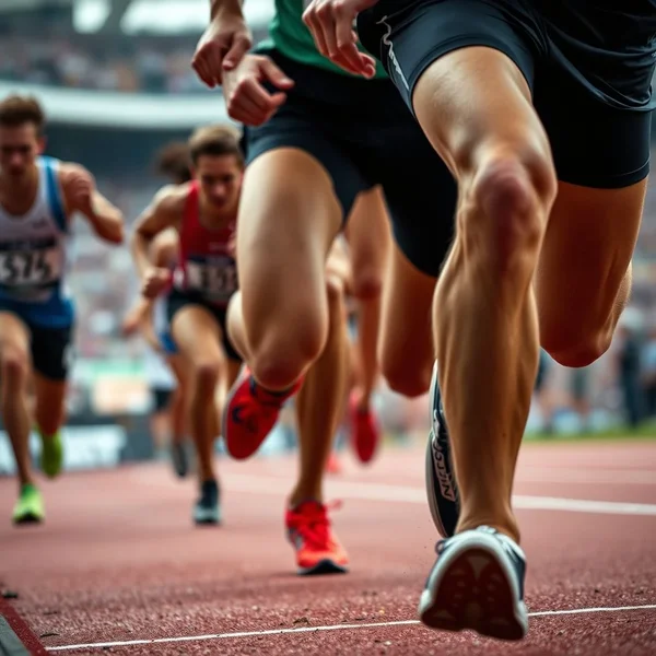 Runners trying to gain on each other in a race