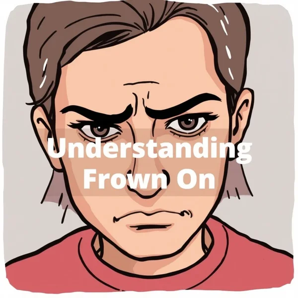 Image representing disapproval, perhaps a person frowning slightly at a scene, with the text "Understanding Frown On" overlaid