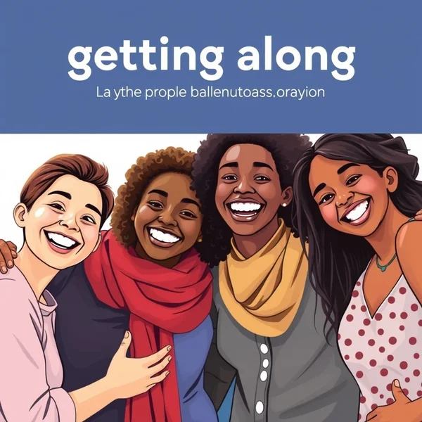 Friends smiling, illustrating the concept of "Get along with"