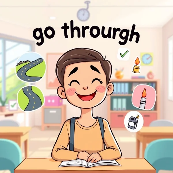 Image title: Learning to go through various English phrasal verbs