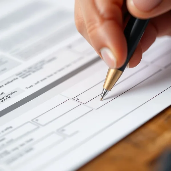 Một người dùng bút để Fill in tài liệu