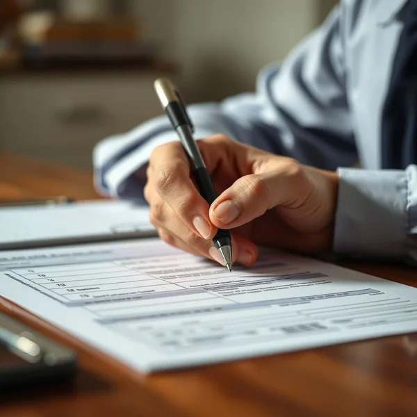 A person using a pen to Fill in a document