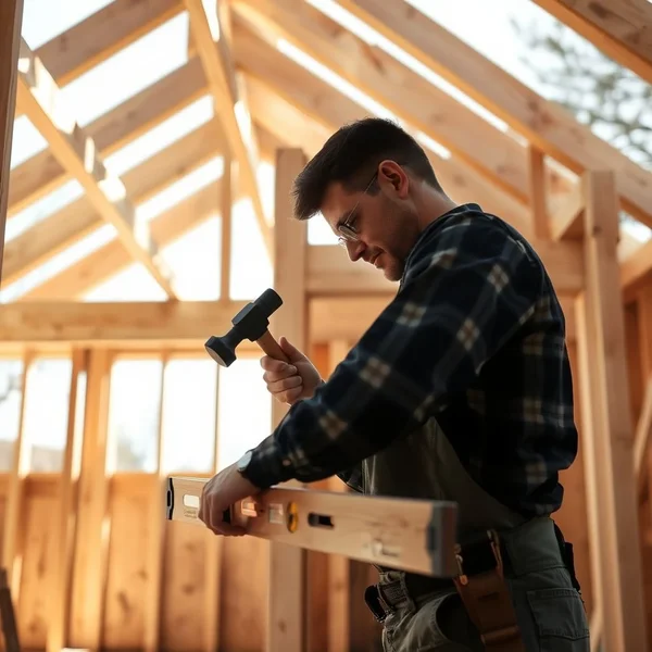 Image showing a basic wooden structure being framed up
