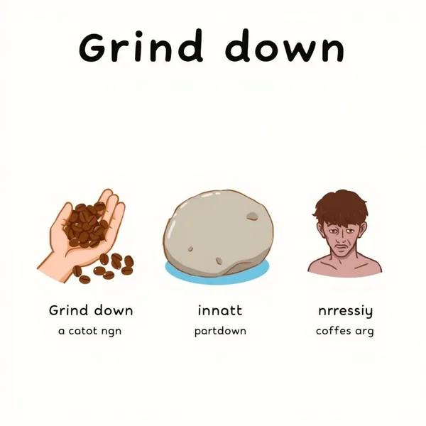 Image illustrating the phrasal verb "Grind down"