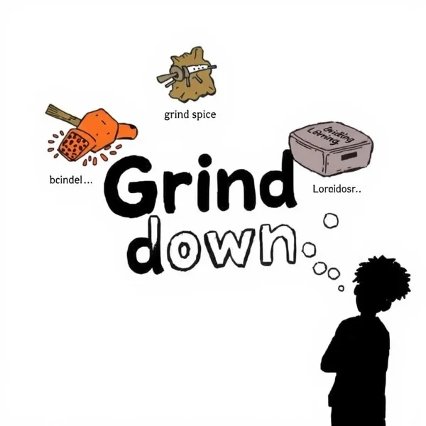 Image illustrating the phrasal verb "Grind down"