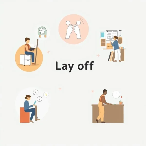 Image showing a visual representation of the phrasal verb 'Lay off'