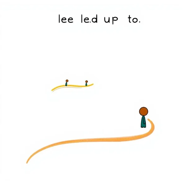 Ilustración que muestra eventos que conducen a un evento principal, demostrando el verbo frasal 'lead up to'