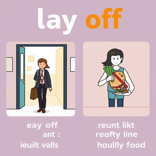 Image showing a visual representation of the phrasal verb 'Lay off'