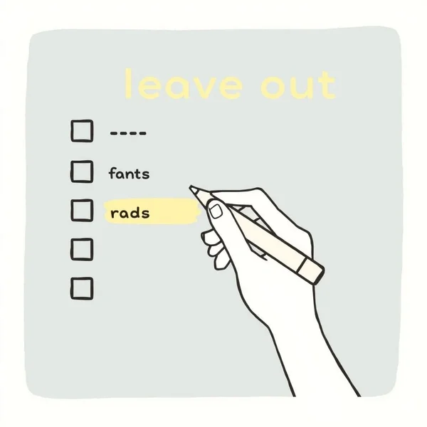 Image showing a checklist with an item being left out, illustrating the phrasal verb 'leave out'