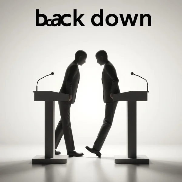 İki kişinin tartıştığını ve birinin Back Down phrasal verbunu anlatacak şekilde geri adım atacağı düşünülen bir görsel