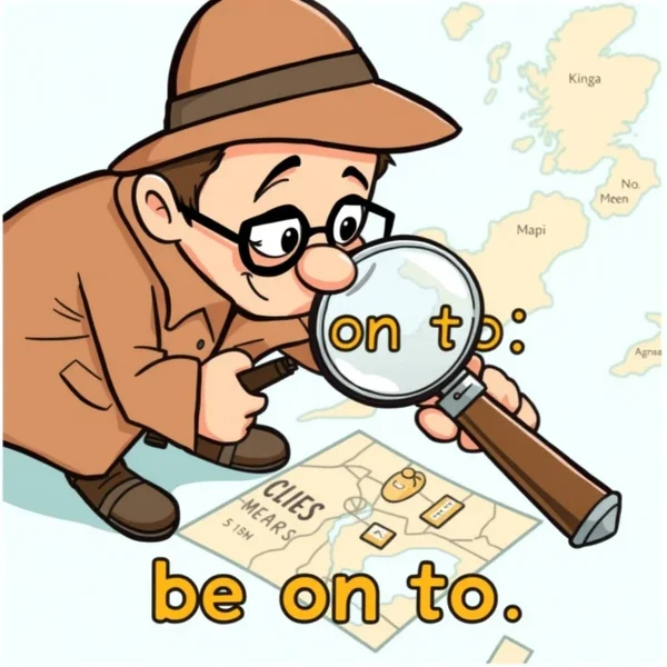 Understanding the phrasal verb Be on to