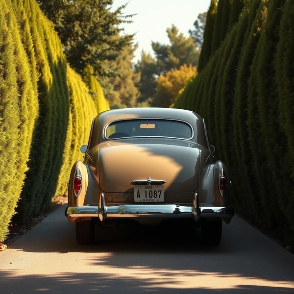 Immagine che mostra un'auto che esce da un vialetto, illustrating il phrasal verb Back Out