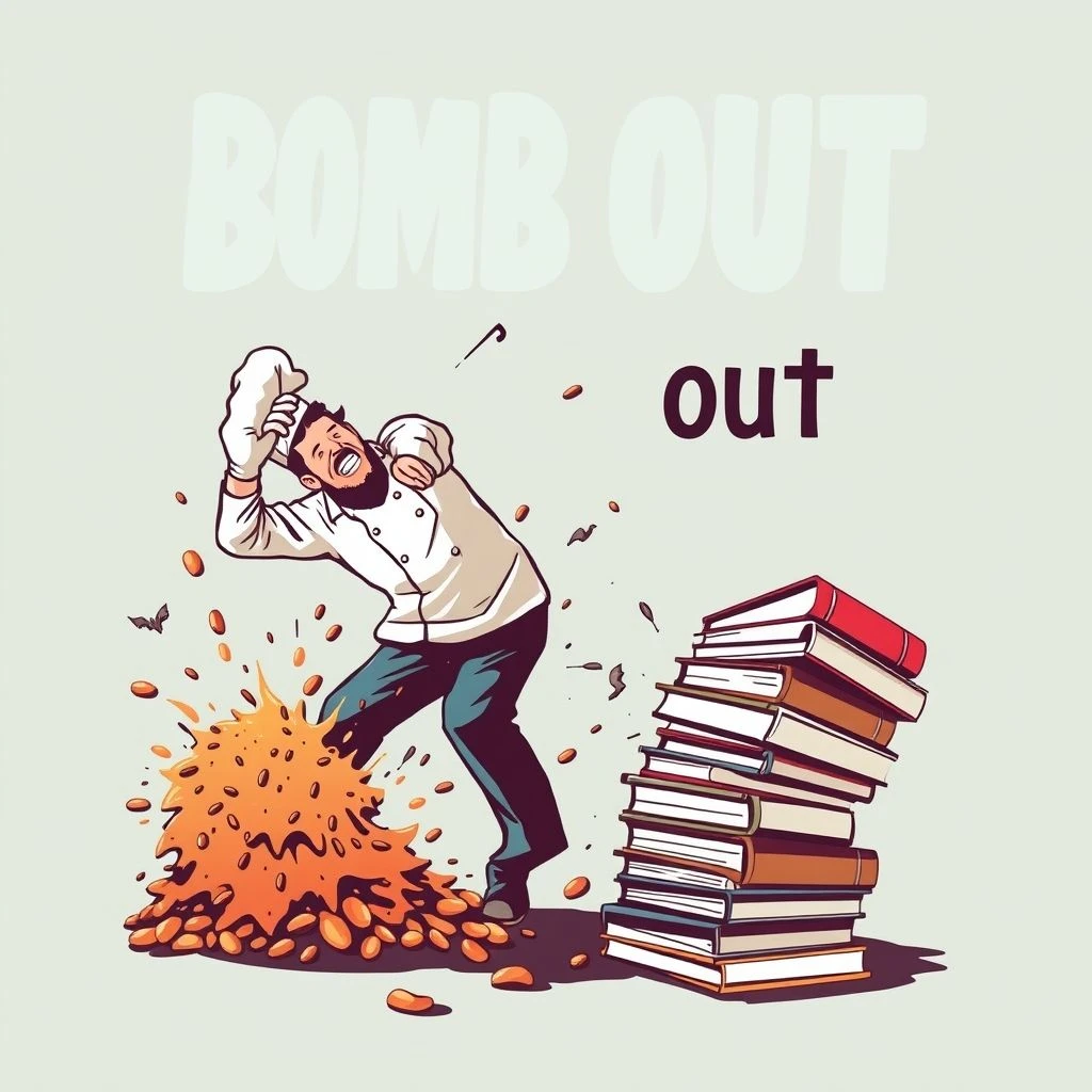英語フレーズ動詞：Bomb out の使い方を理解しよう！意味、例文、類義語を解説