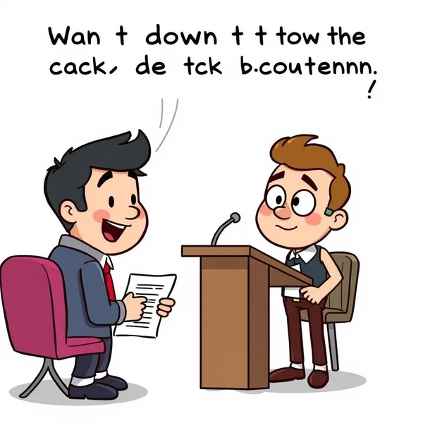 Afbeelding met twee mensen die debatteren, waarvan één lijkt terug te deinzen, ter illustratie van het werkwoordelijke voorzetsel 'Back Down'