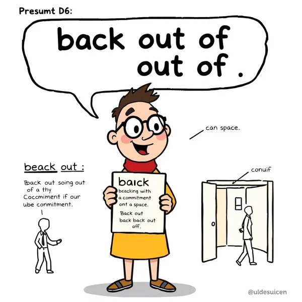 展示某人犹豫地退出合同，说明back out of含义的图片
