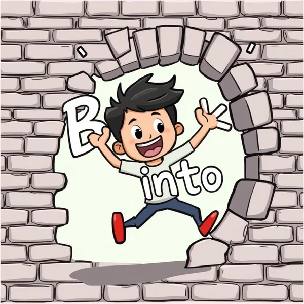 A visual representation of the phrasal verb "Break into"