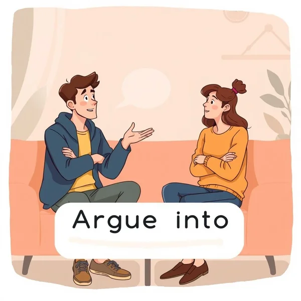 تمثيل بصري لشخص يحاول Argue into فكرة.