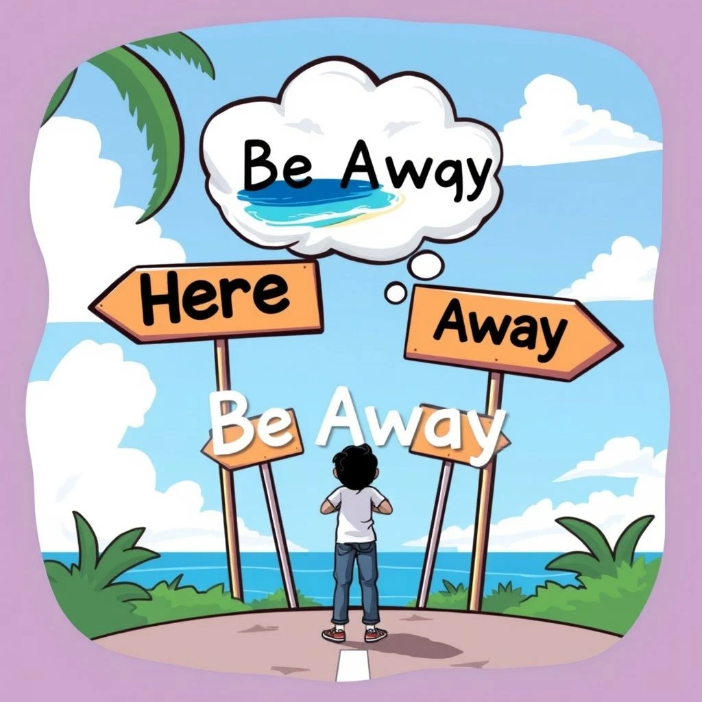 理解英语短语动词：掌握Be away的用法，轻松表达缺席与走神
