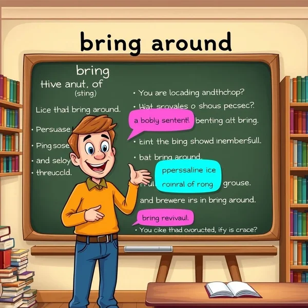 Image showing different contexts for the phrasal verb 'bring around'