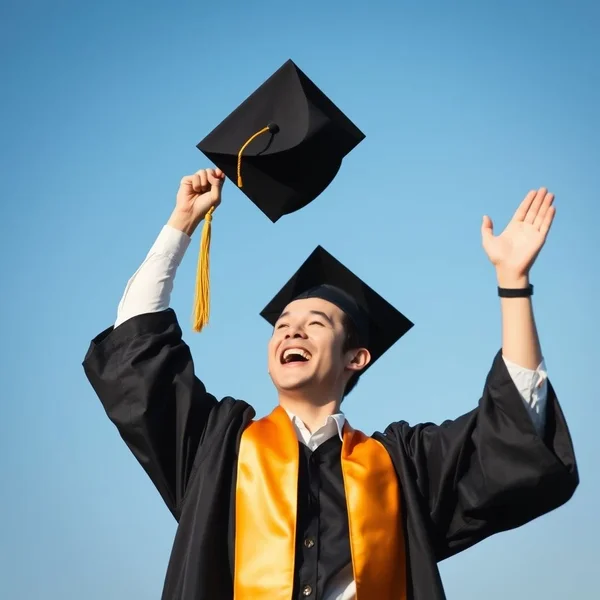 A person celebrating a successful achievement, illustrating the meaning of "bring off"