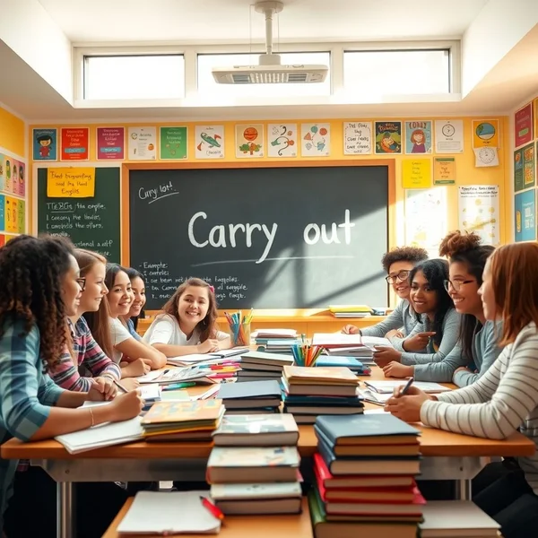 Image explaining the phrasal verb Carry out