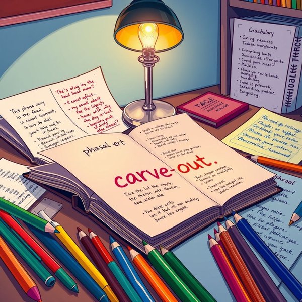 Image highlighting the phrasal verb carve out in a learning context