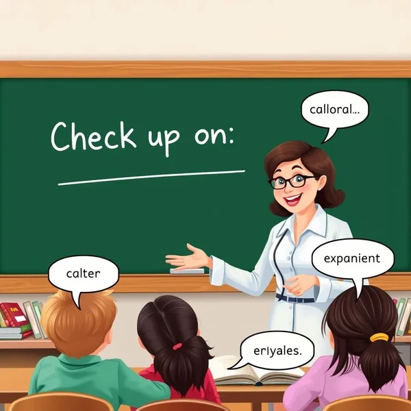 Image illustrant le concept d’utiliser le verbe à particule Check up on quelqu’un ou quelque chose