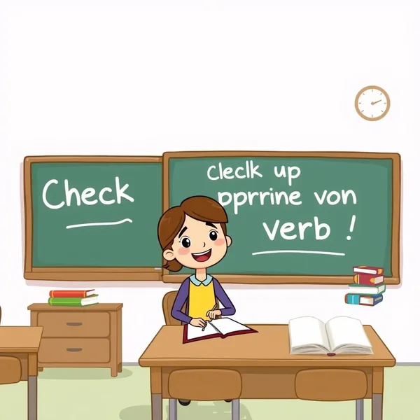 "Phrasal verb Check up on" kavramını anlatan görsel