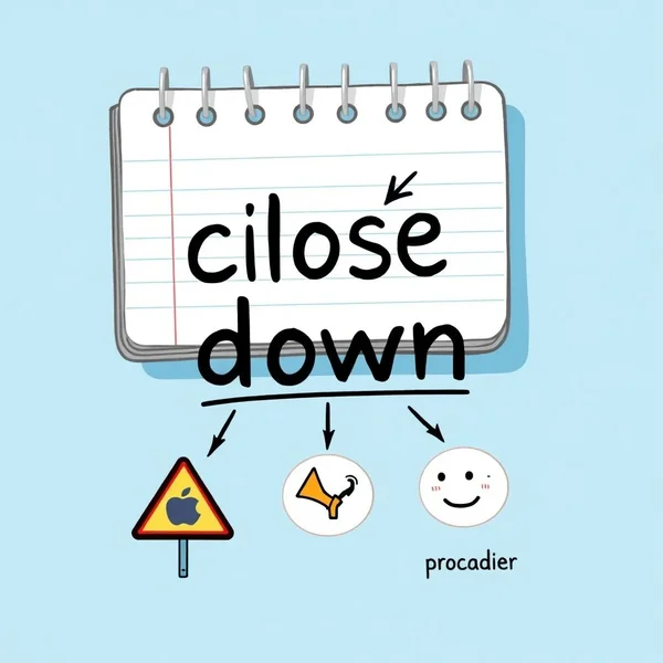 Afbeelding ter illustratie van de betekenis van de werkwoordelijke uitdrukking 'close down'