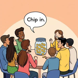 Понимание фразового глагола Chip in: значения, употребление и примеры