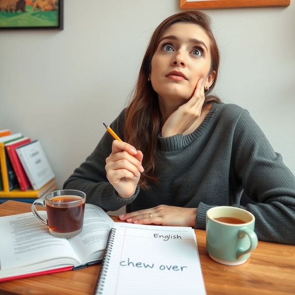 Person thinking to illustrate the phrasal verb chew over