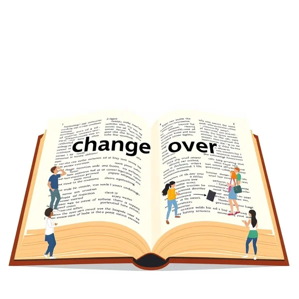Illustration for the phrasal verb change over