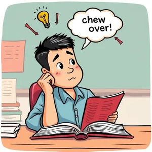 Chew over ทำความเข้าใจวลีสองคำ วิธีใช้ chew over อย่างถูกต้อง