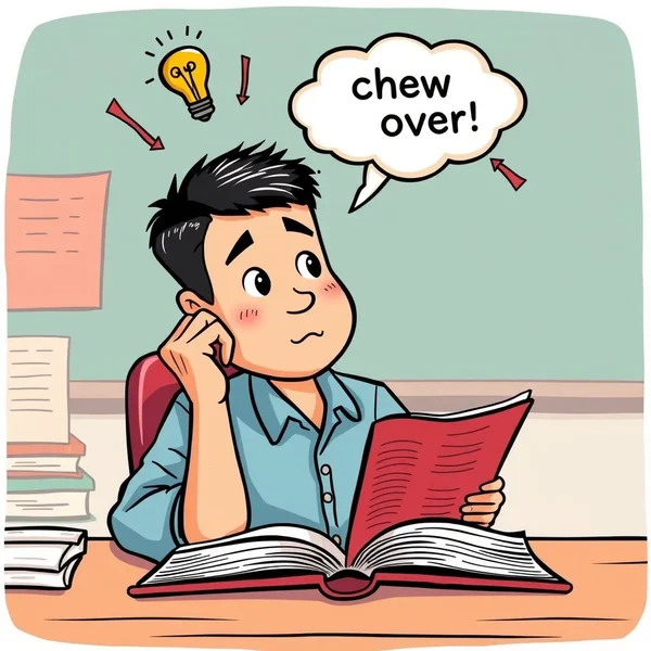 Person thinking to illustrate the phrasal verb chew over