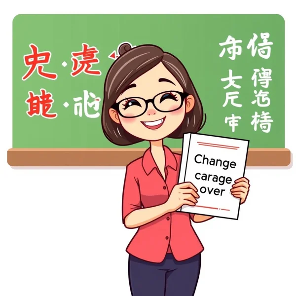 Illustration for the phrasal verb change over