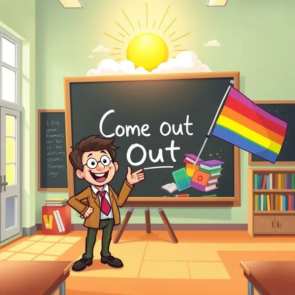 A sun peeking from behind clouds, illustrating the phrasal verb Come out