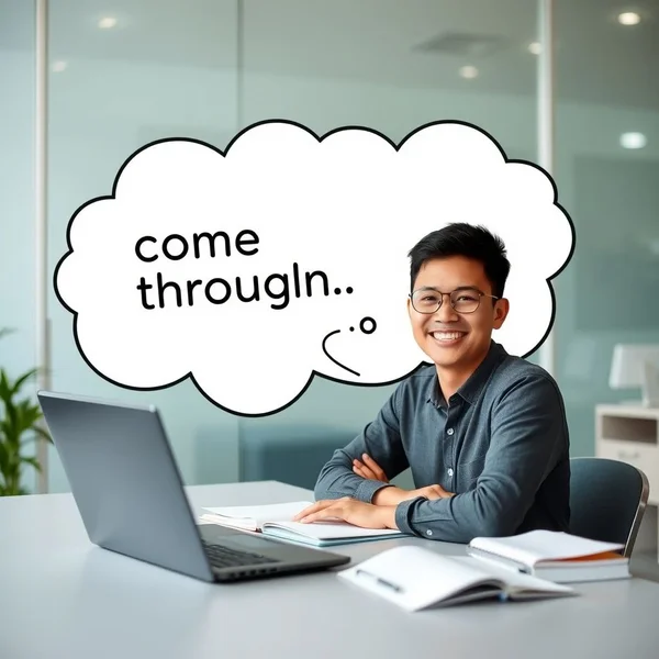 Image title: Seseorang berhasil menghadapi tantangan, menggambarkan konsep "come through"