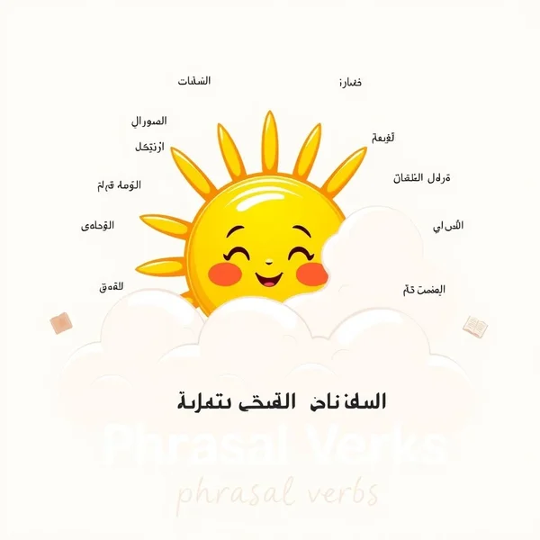 A sun peeking from behind clouds, illustrating the phrasal verb Come out